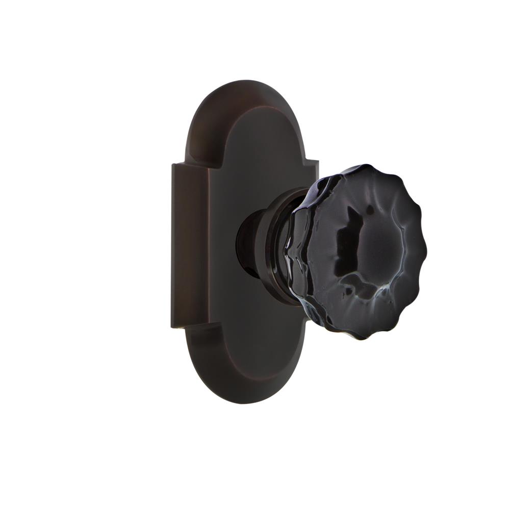 Nostalgic Warehouse COTCRB Colored Crystal Cottage Plate Passage Crystal Black Glass Door Knob in Timeless Bronze